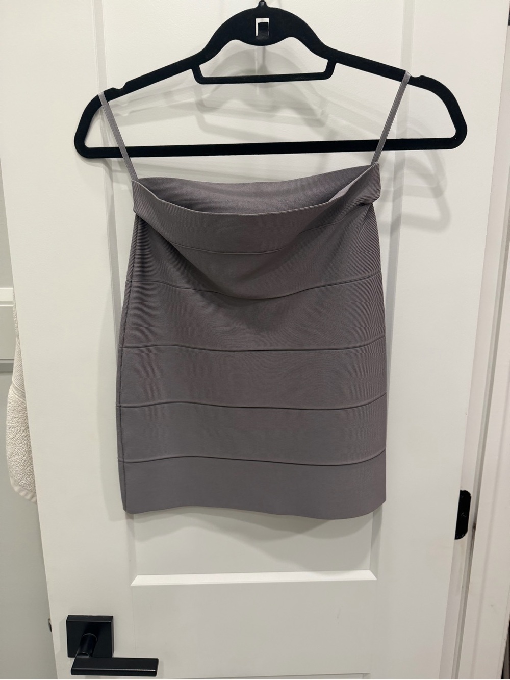 BCBGMaxAzria Gray Cowl Neck Bandage Mini Skirt
